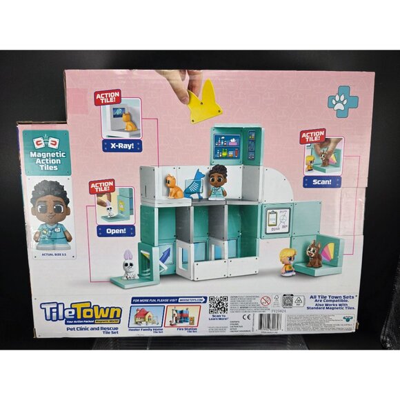 Tiletown Pet Clinic and Rescue Magnetic Tile Set Creative Building Playset - Picture 5 of 9